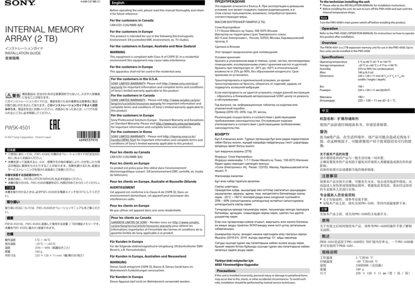 Sony PWSK-4501 installation guide