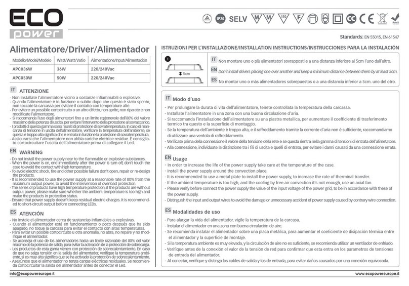 EcoPower APC036W installation instructions