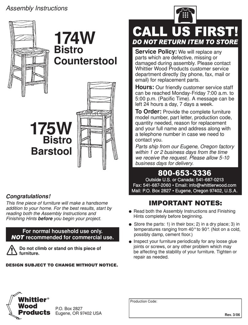Whittier Wood Products Bistro Counterstool 174W Assembly instructions Whittier Wood Products Bistro Counterstool 174W Assembly instructions