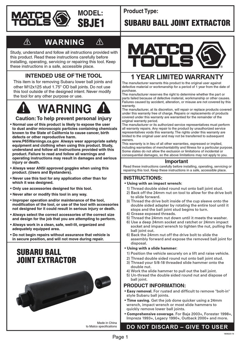 Matco Tools SBJE1 quick start guide Matco Tools SBJE1 quick start guide
