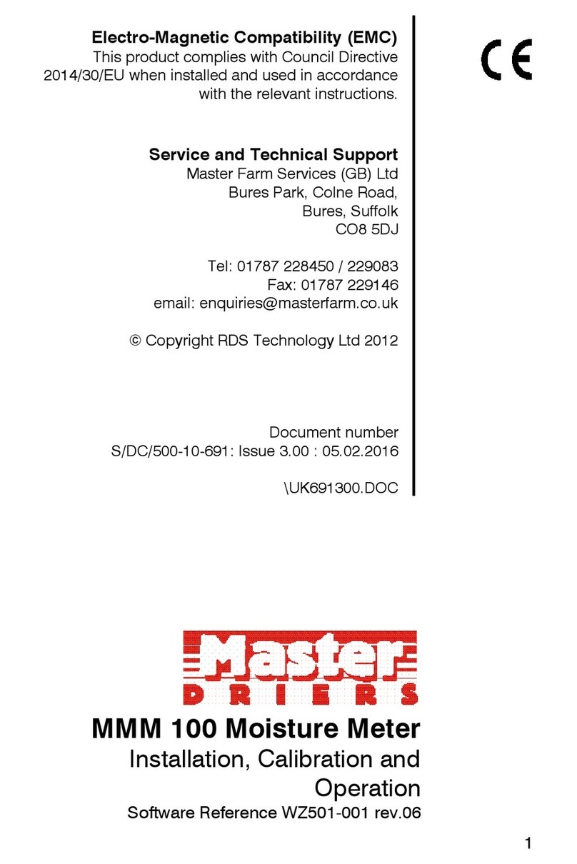 RDS Technology Master Driers MMM 100 Installation, Calibration and Operation
