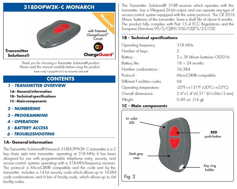 Transmitter Solutions MONARCH 318DOPW2K-C User manual Transmitter Solutions MONARCH 318DOPW2K-C User manual