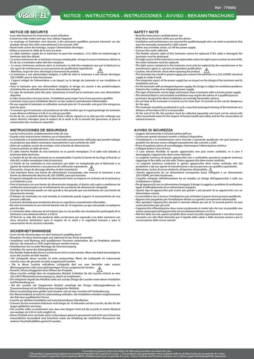 MIIDEX LIGHTING Vision-EL 779053 Notice Instructions