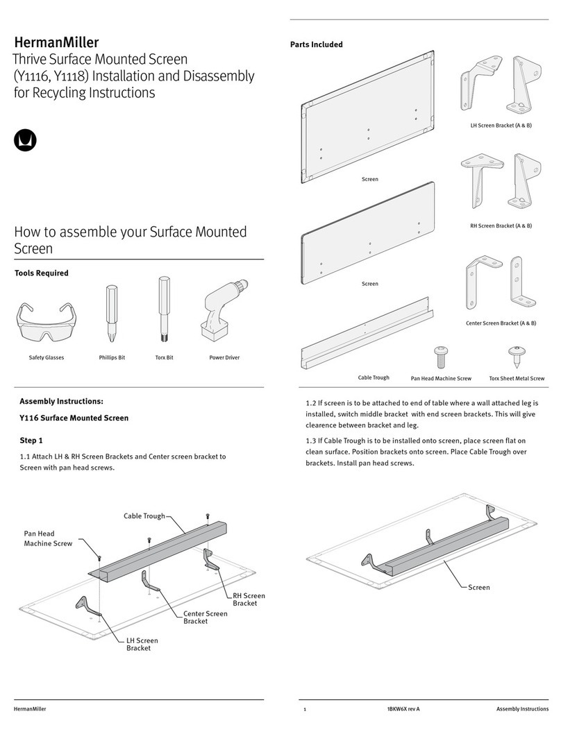 Herman Miller Thrive Y1116 Installation and Disassembly for Recycling Instructions