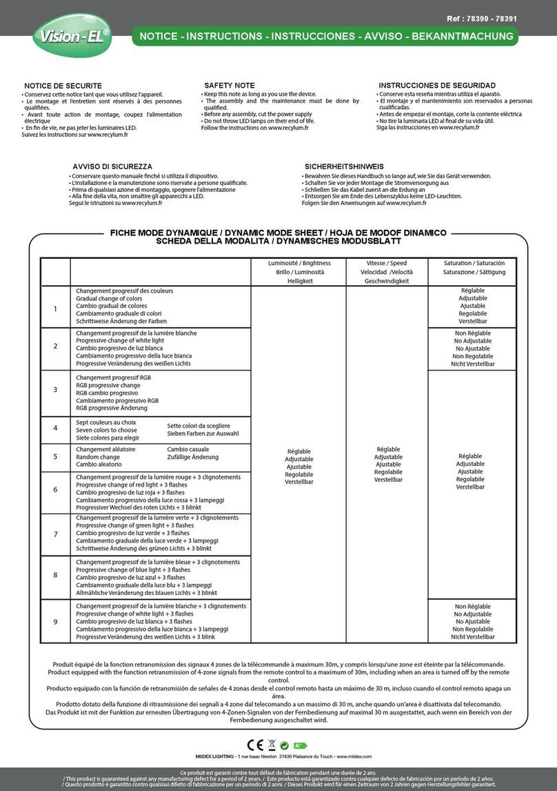 Vision-EL 78390 Notice Instructions