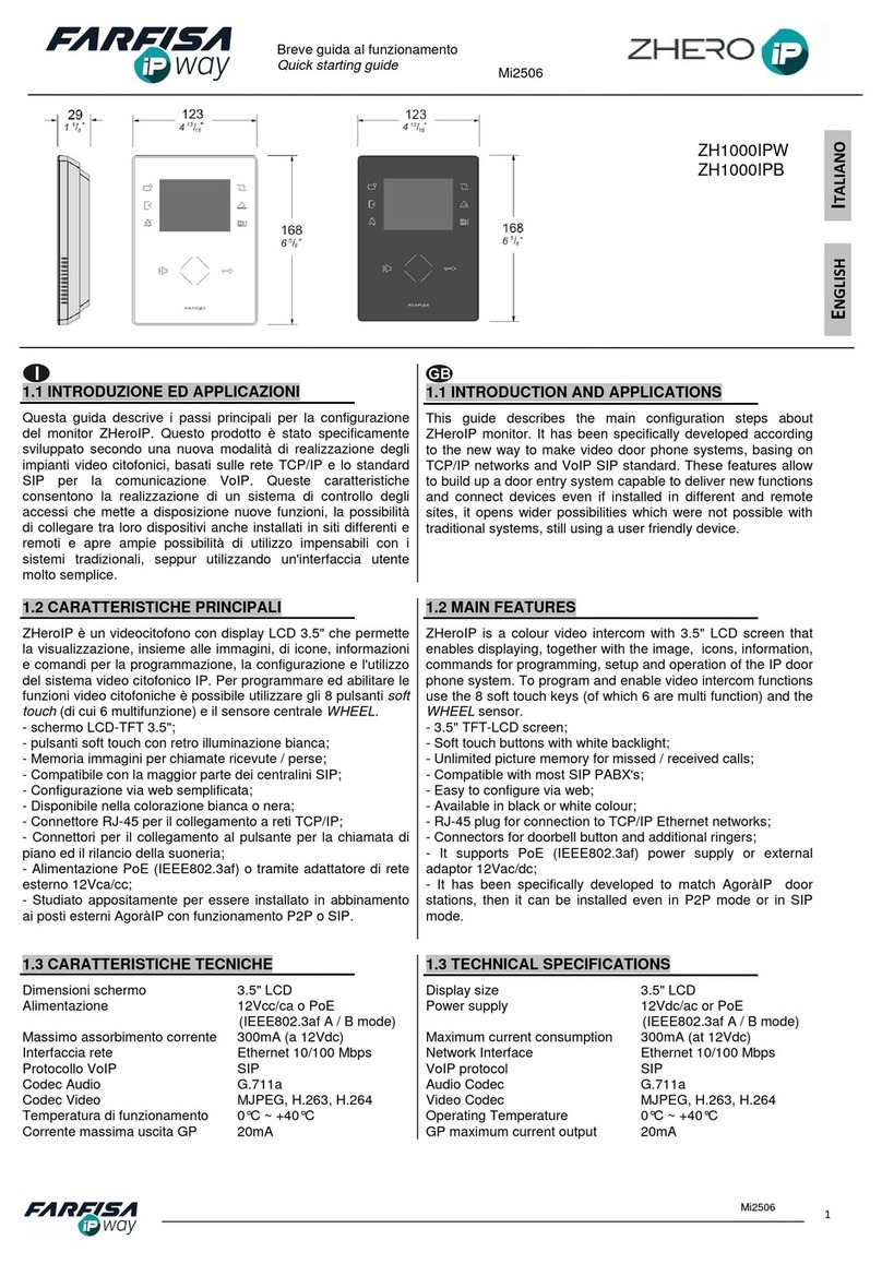 Farfisa ZHeroIP ZH1000IPW Quick starting guide