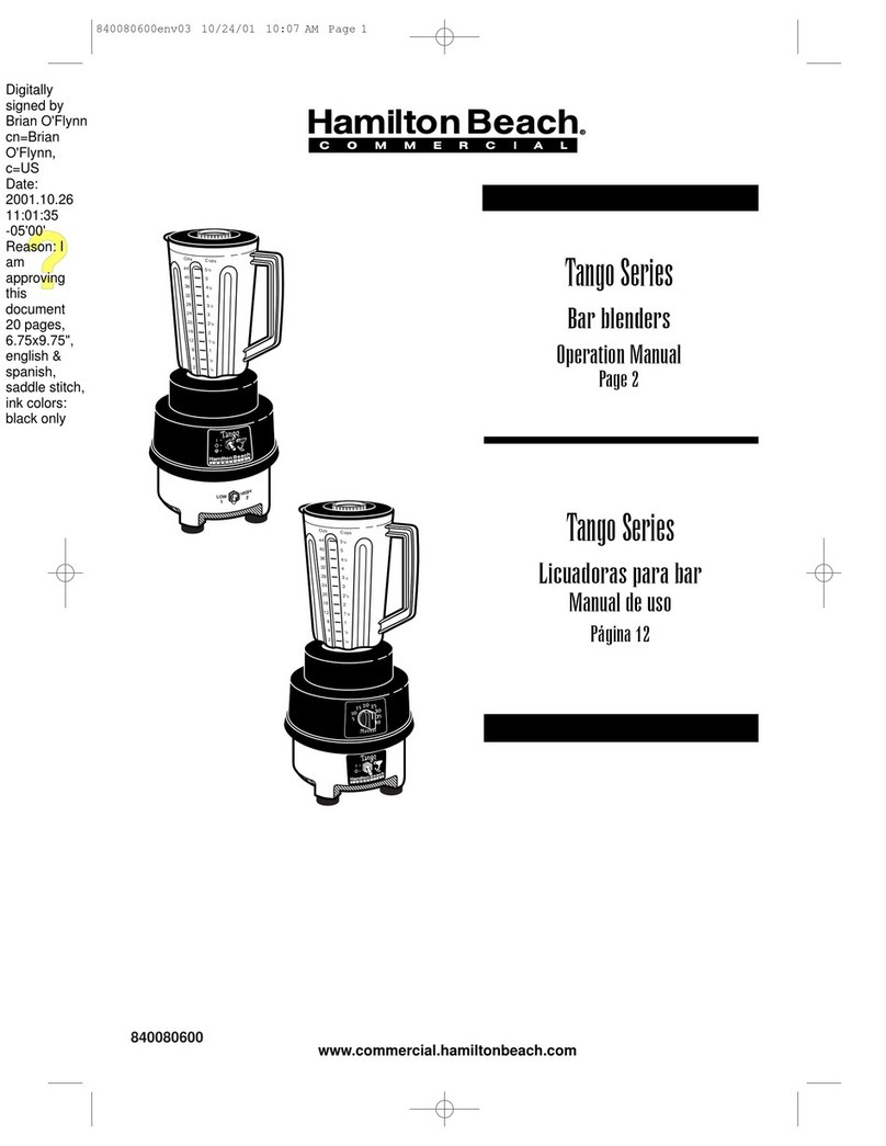 Hamilton Beach Tango Series Operation manual