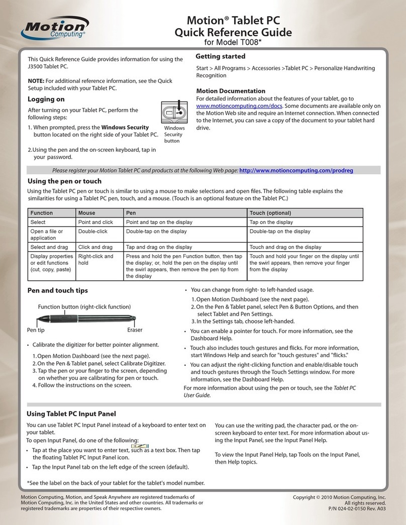 Motion Computing J3500 User manual