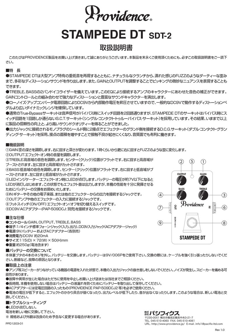 Providence STAMPEDE DT owner's manual