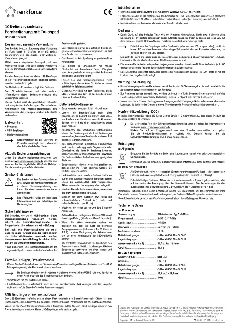 Renkforce 1826704 User manual