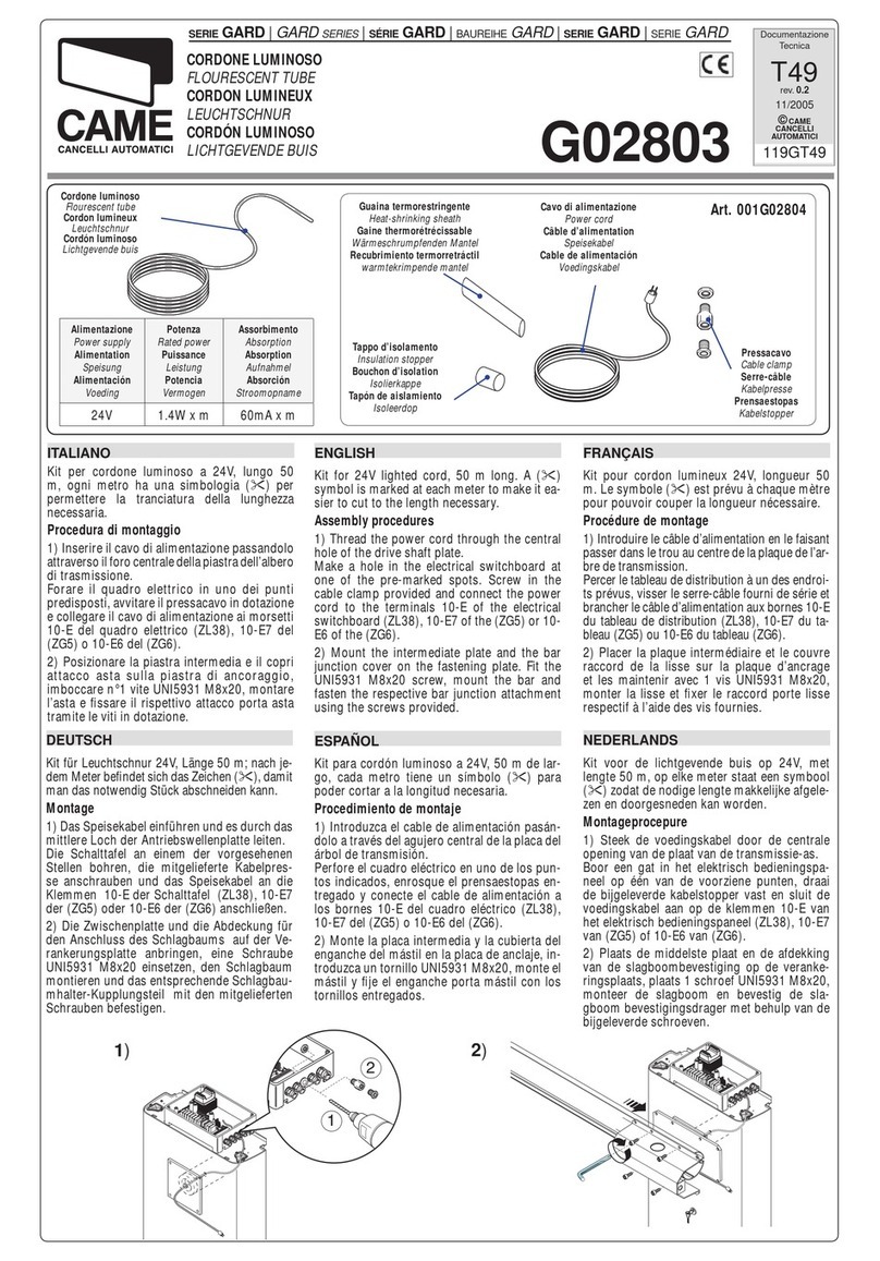 CAME GARD series quick start guide