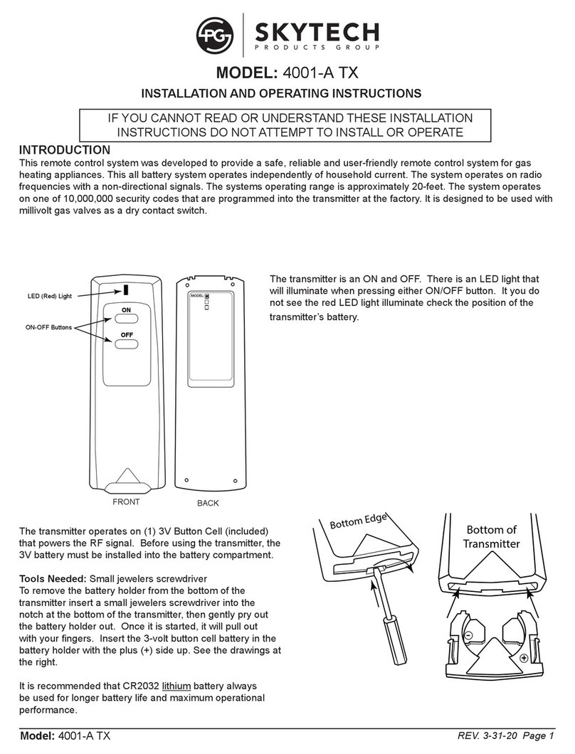Skytech 4001-A TX Installation and operating instructions