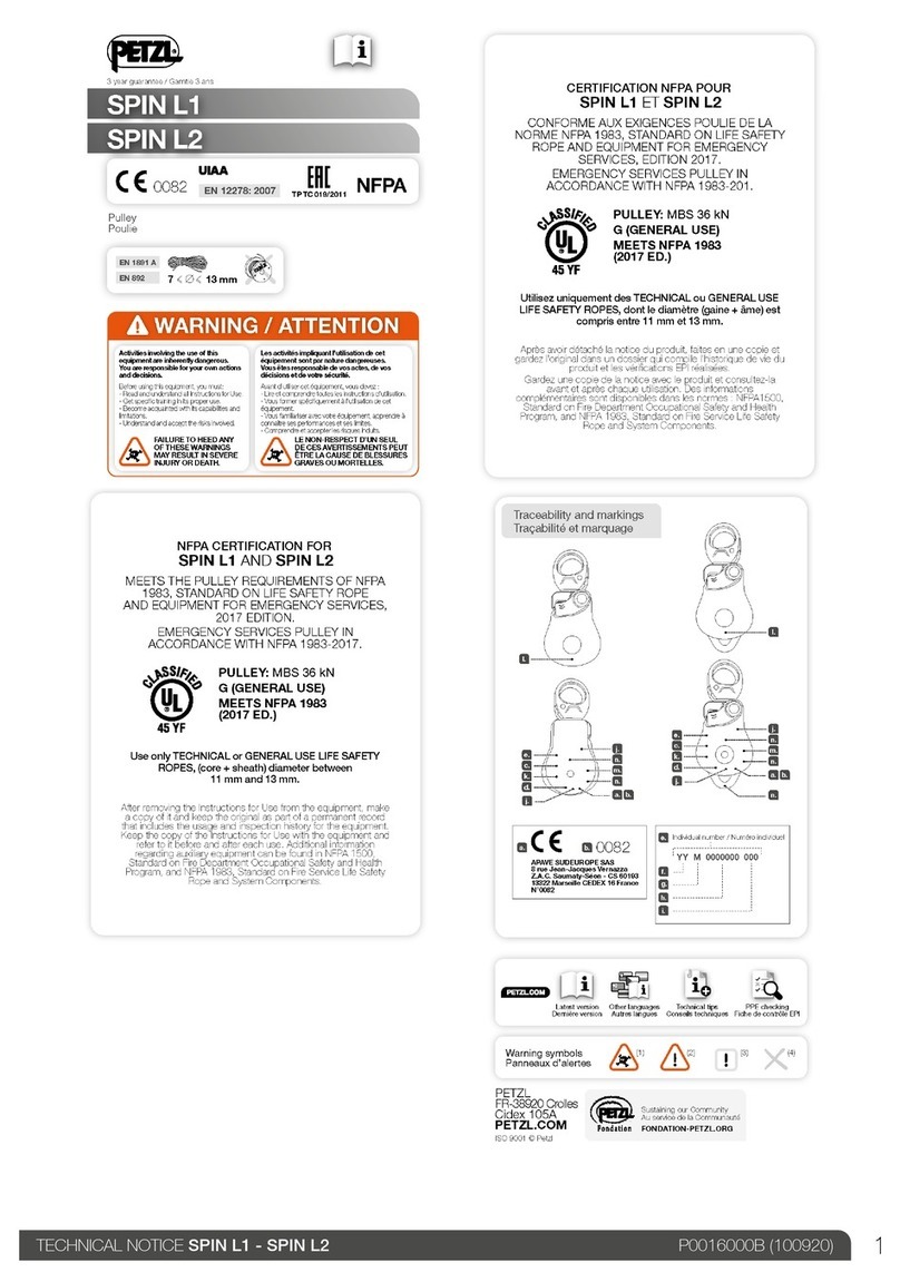 Petzl SPIN L1 TECHNICAL NOTICE