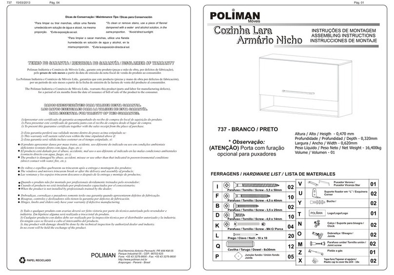 Poliman Moveis Cozinha Lara Armário Nicho Installation guide