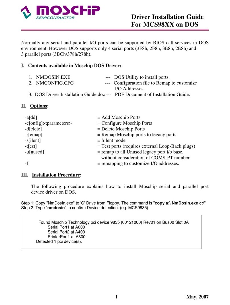 MosChip MCS98 Series Driver installation guide