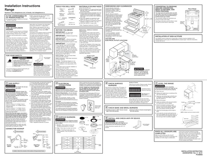 Coast PCGB965YPFS installation instructions