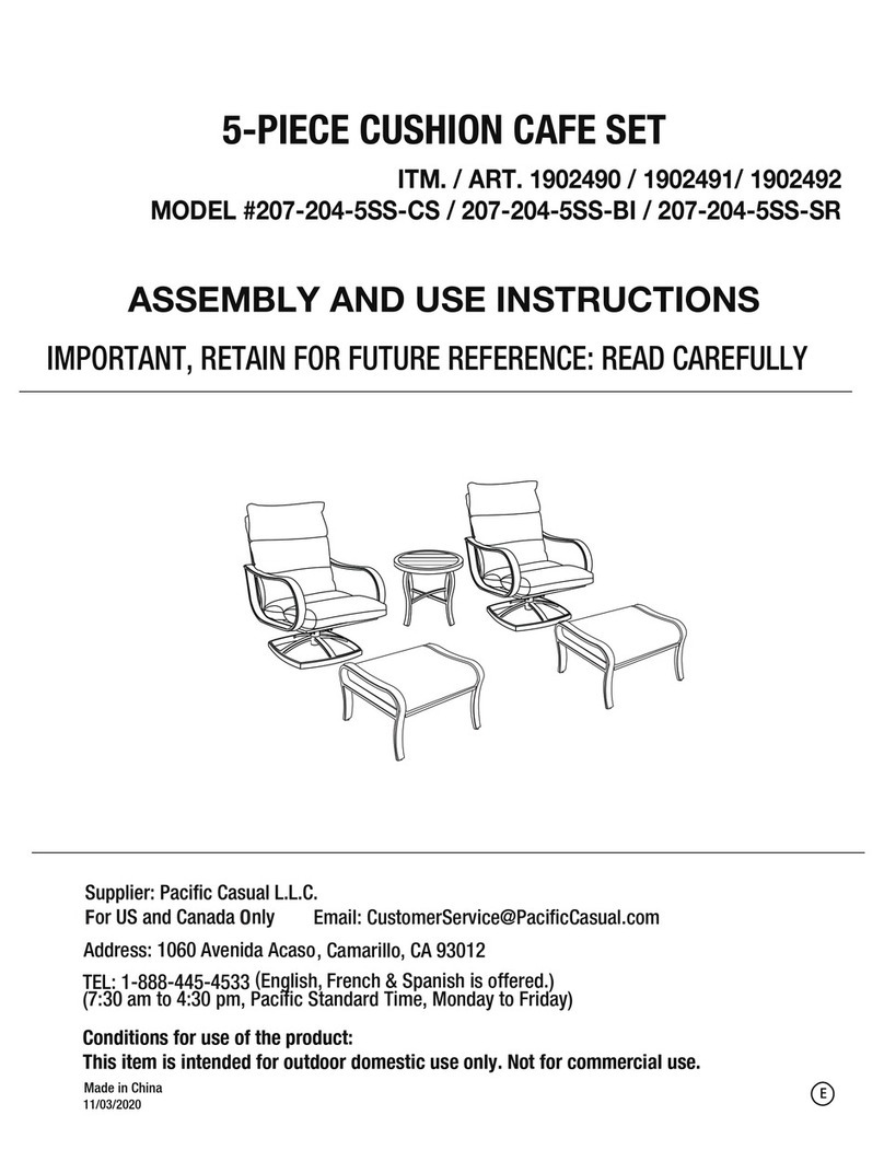 Pacific Casual 207-204-5SS-CS Assembly and use instructions Pacific Casual 207-204-5SS-CS Assembly and use instructions
