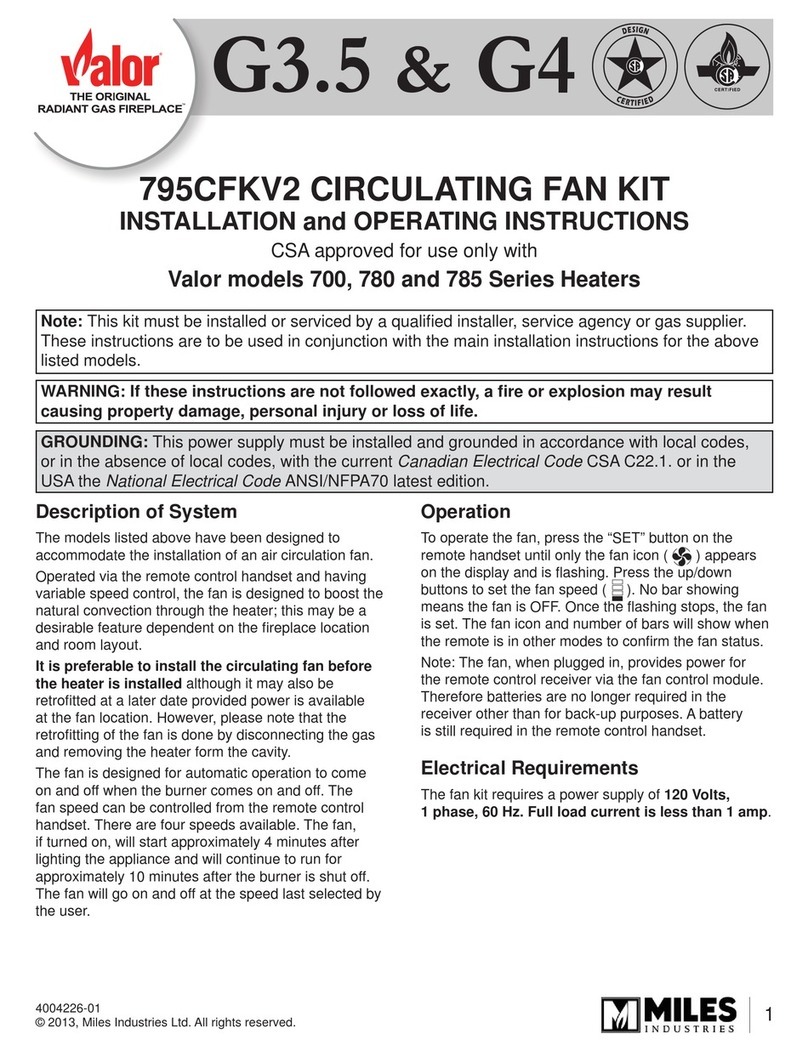 Miles Industries Valor 795CFKV2 Installation and operating instructions