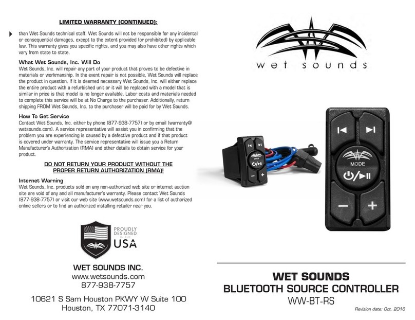 Wet Sounds WW-BT-RS User manual
