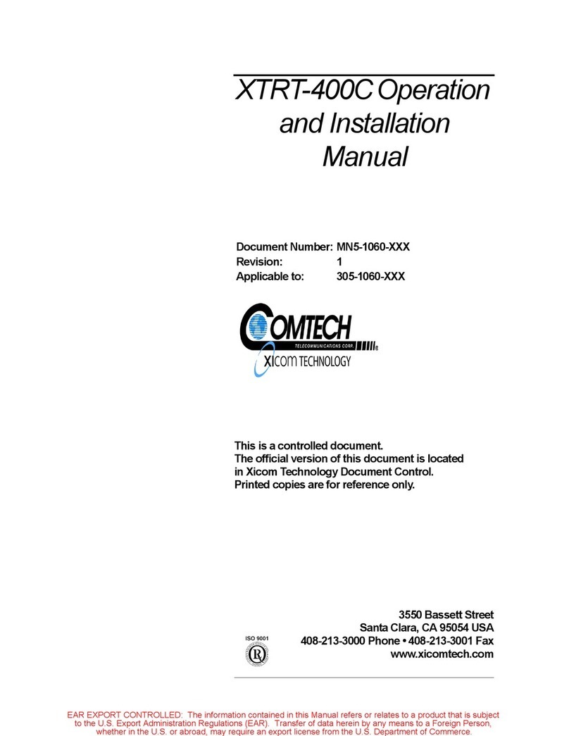 Comtech EF Data XTRT-400C Operation and installation manual