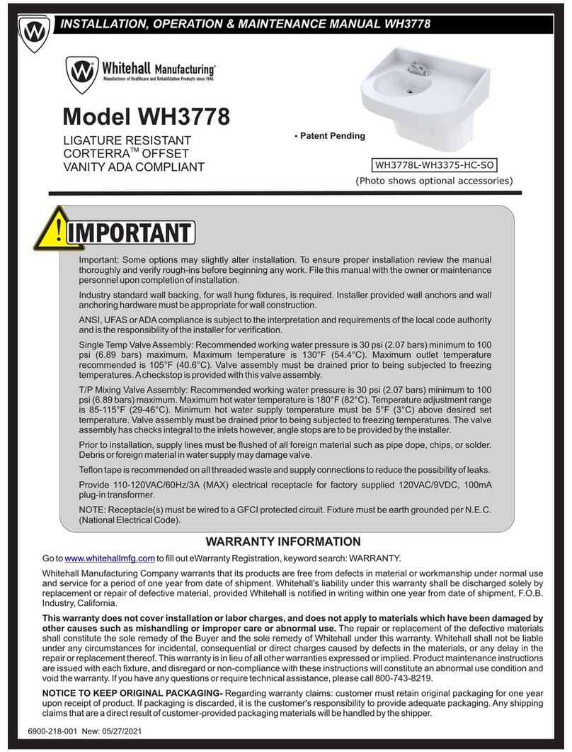 Whitehall Manufacturing WH3778 Installation, operation & maintenance manual