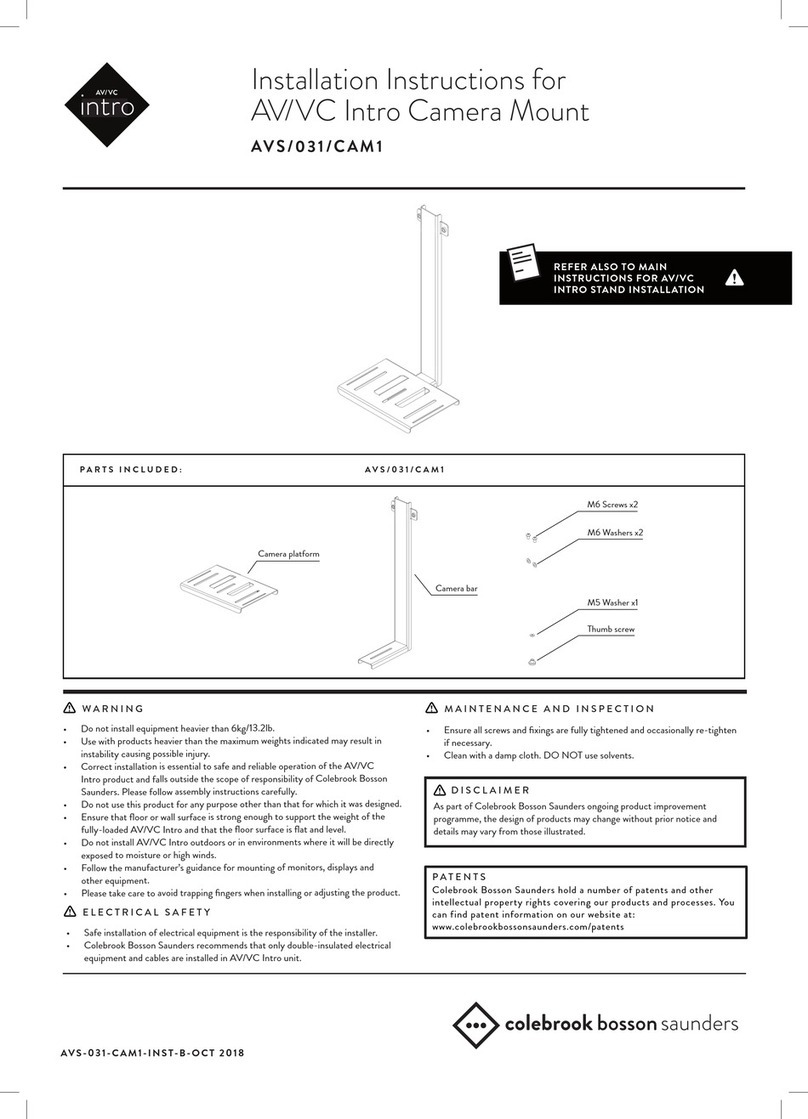 Colebrook Bosson Saunders AV/VC Intro AVS/031/CAM1 installation instructions Colebrook Bosson Saunders AV/VC Intro AVS/031/CAM1 installation instructions