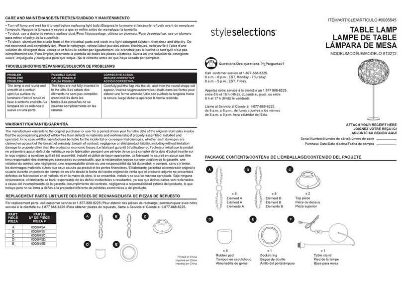 Style selections 13212 User manual