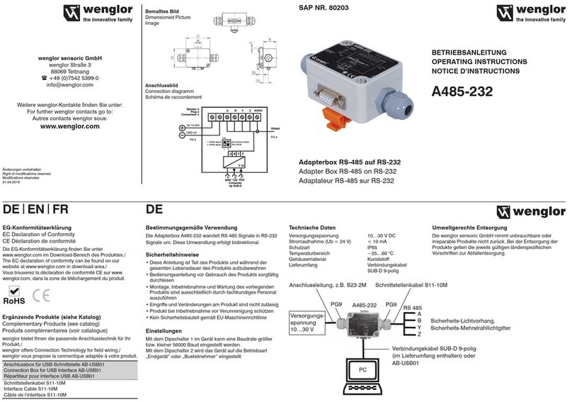 Wenglor A485-232 operating instructions