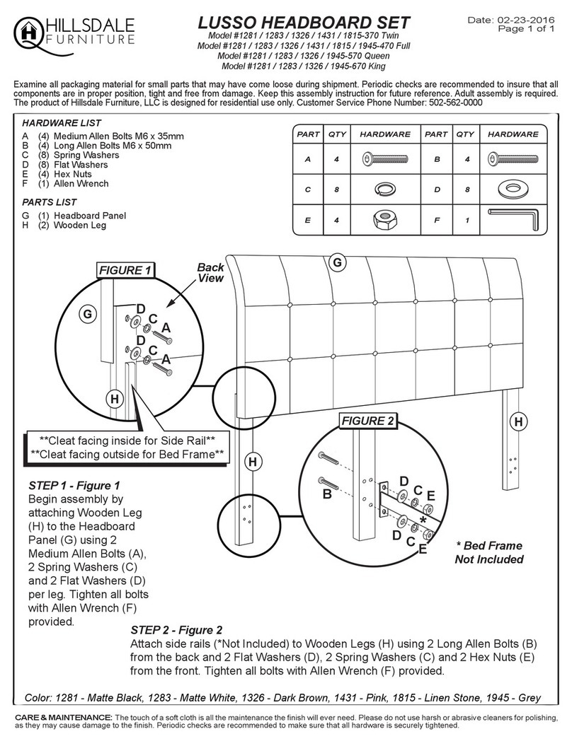 Hillsdale Furniture LUSSO quick guide