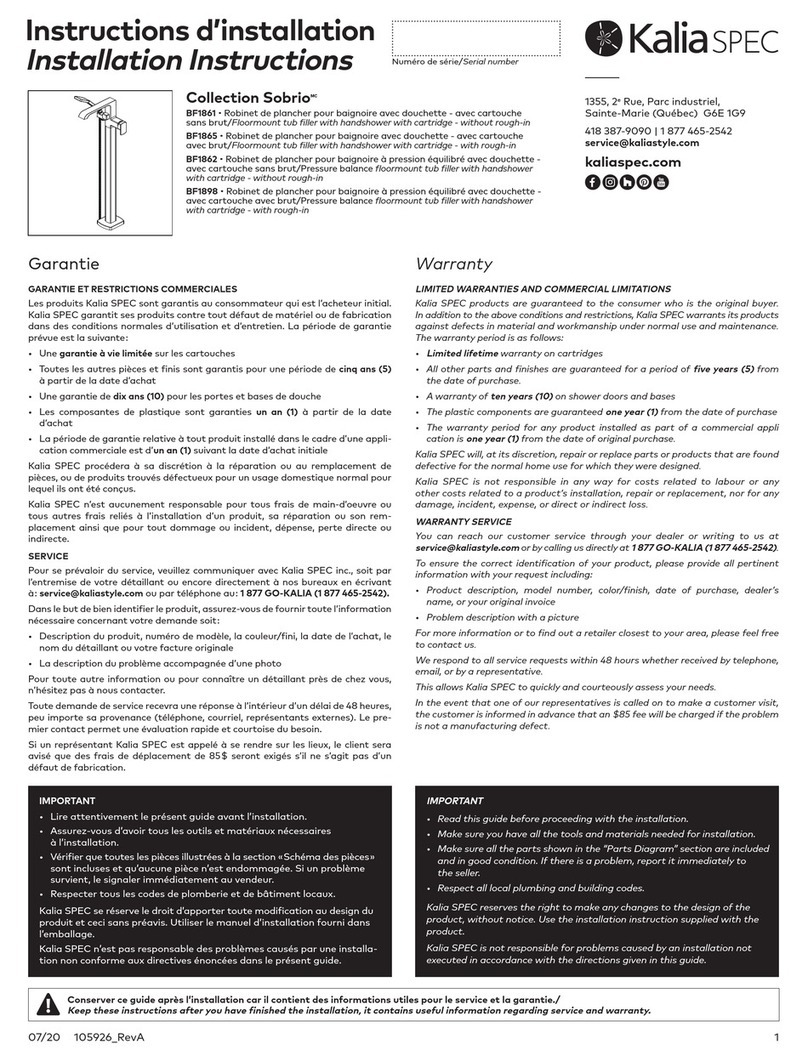 Kalia SPEC Sobrio BF1861 installation instructions