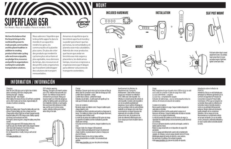 Planet Bike SUPERFLASH 65R quick start guide