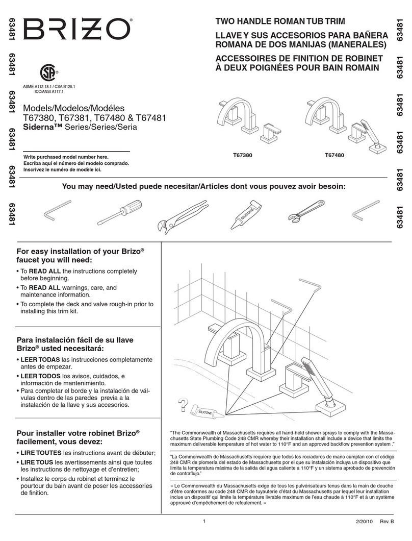 Brizo Siderna T67380 User manual