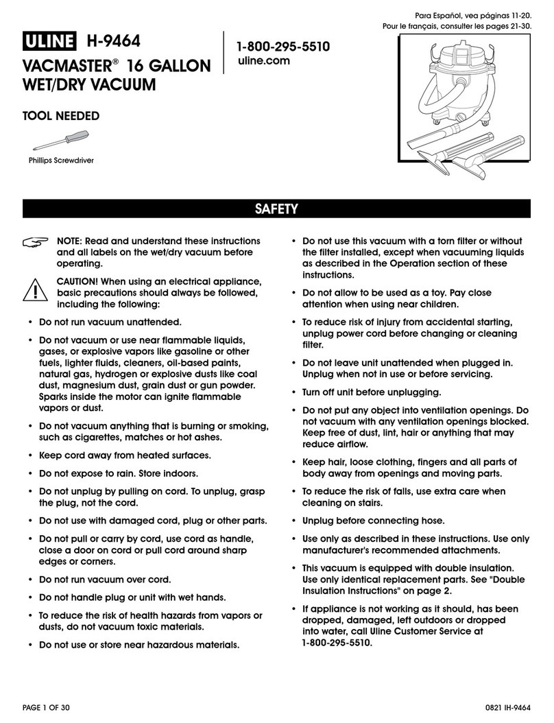 U-Line VACMASTER H-9464 User manual U-Line VACMASTER H-9464 User manual