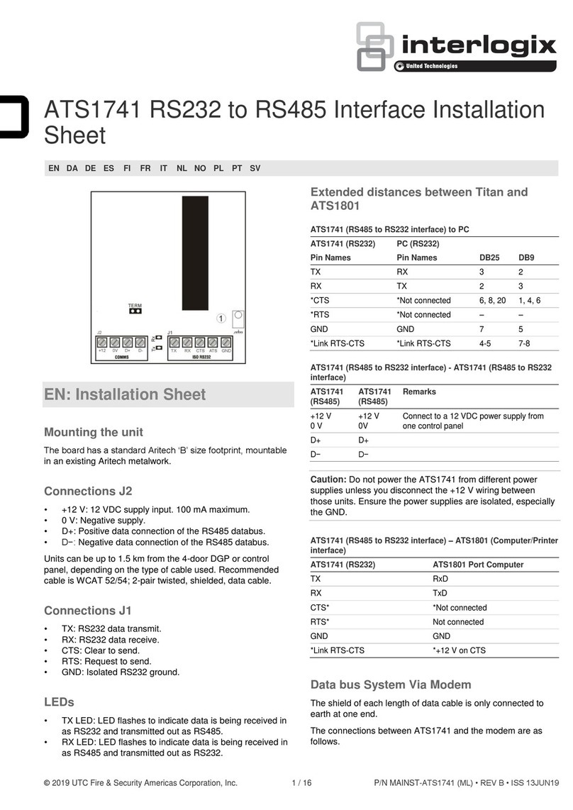 Interlogix ATS1741 RS232 Assembly instructions