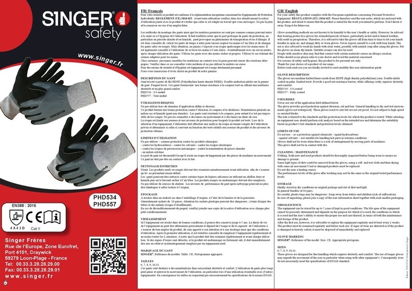 Singer Safety PHD534 quick start guide
