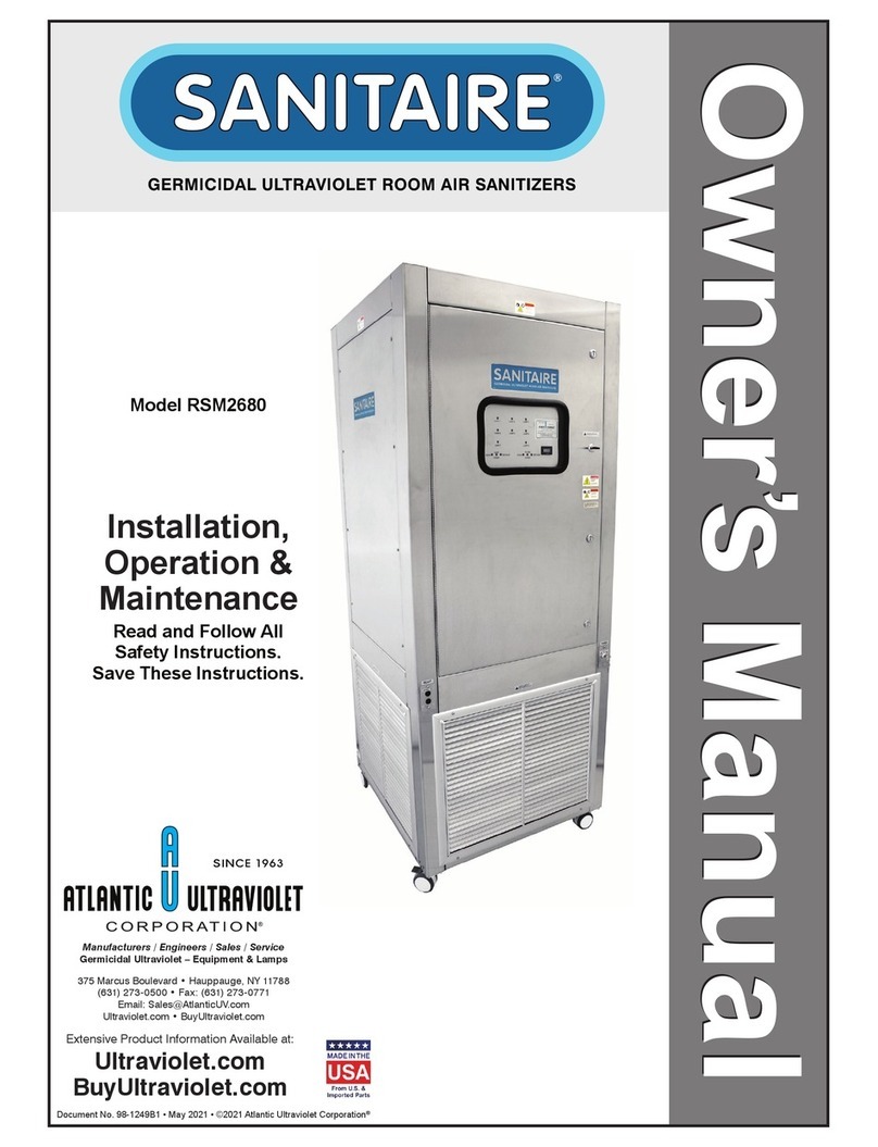 Atlantic Ultraviolet SANITAIRE RSM2680 Installation operation & maintenance