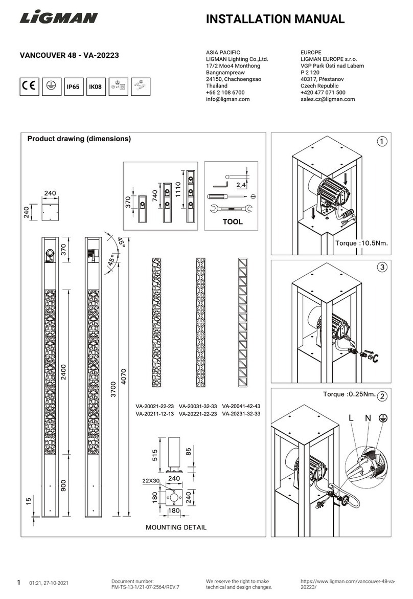 LIGMAN VANCOUVER 48-VA-20223 installation manual