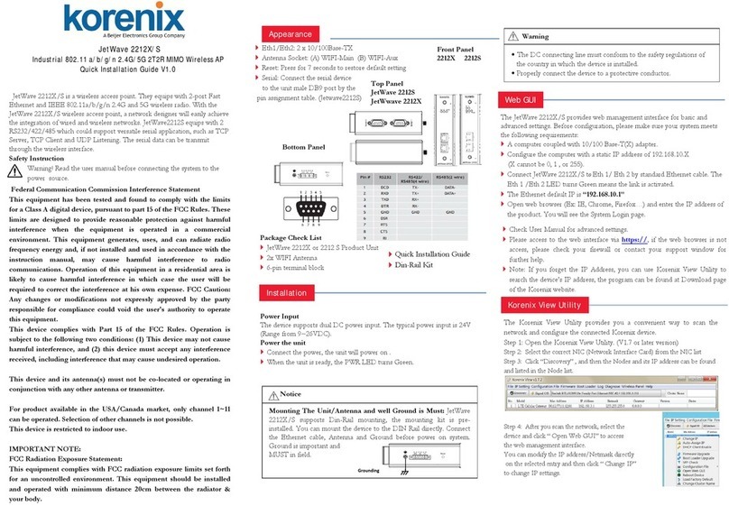Korenix JetWave 2212X/S Quick installation guide