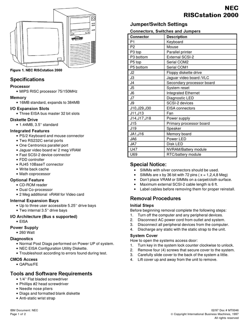 NEC RISCstation 2000 quick start guide