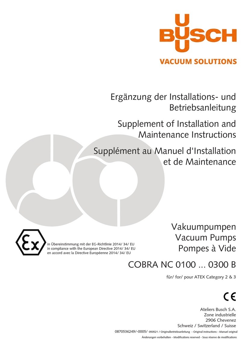 BUSCH COBRA NC 0100 300 B Series Supplement of Installation and Maintenance Instructions