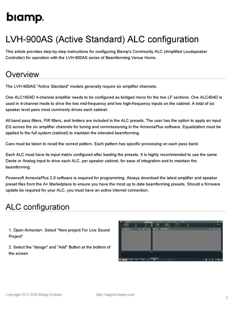 Biamp Active Standard LVH-900AS Series manual