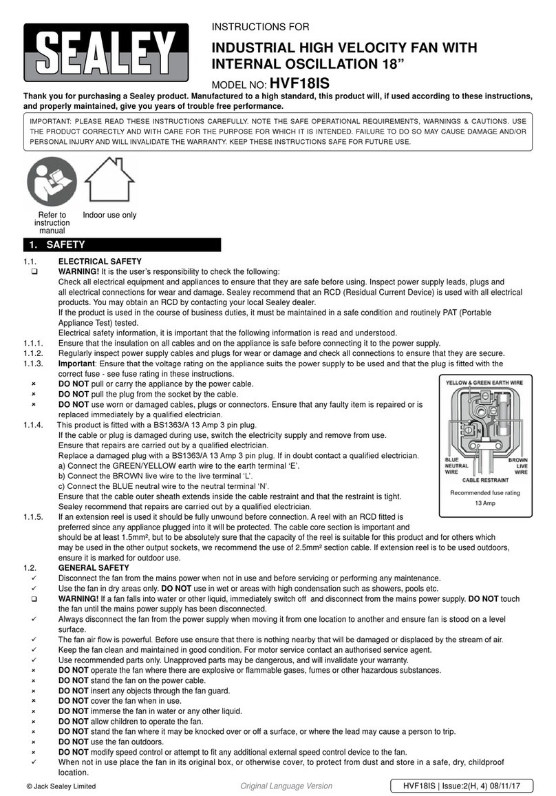 Sealey HVF18IS instructions Sealey HVF18IS instructions