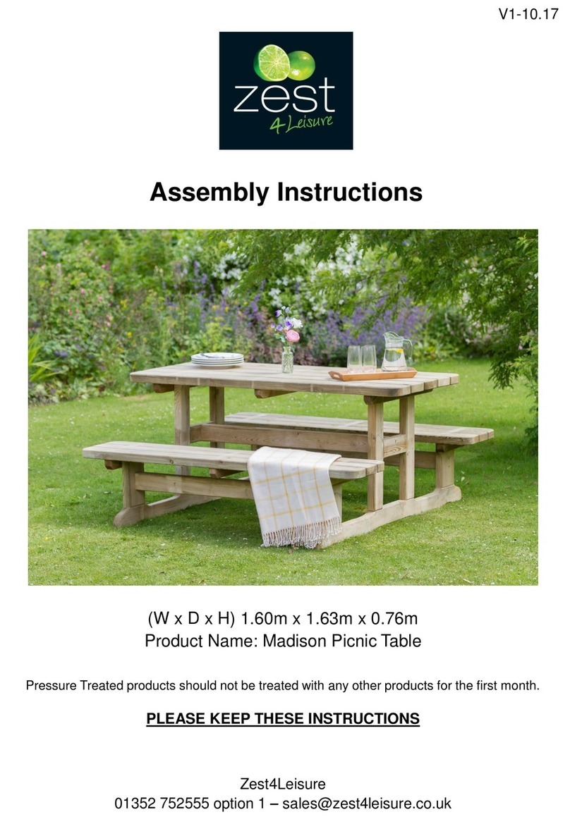 Zest 4 Leisure Madison Picnic Table User manual