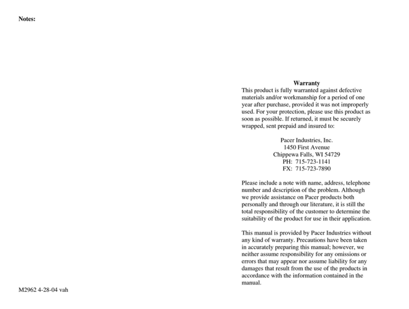 Pacer PT200S quick start guide