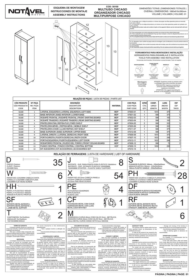 Notável Móveis 56100 Assembly instructions