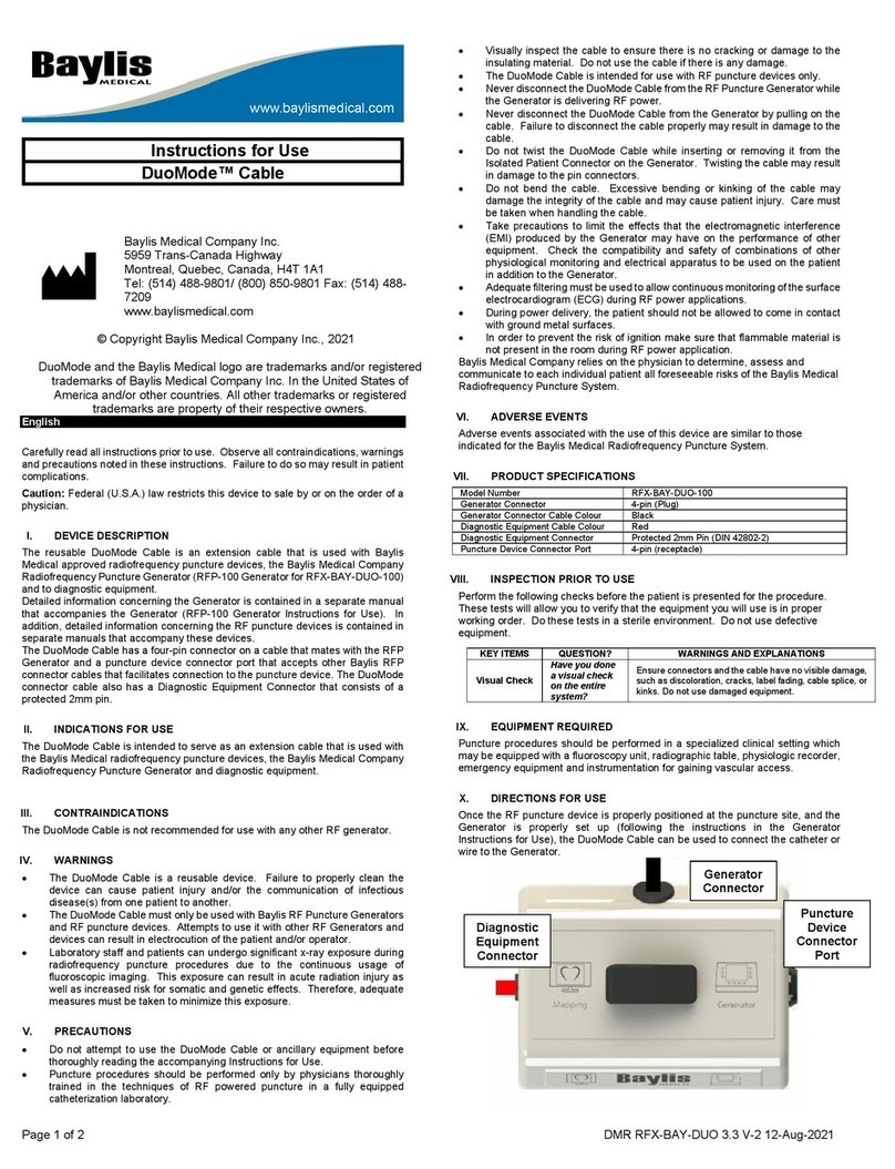 Baylis Medical DuoMode RFX-BAY-DUO-100 Instructions for use