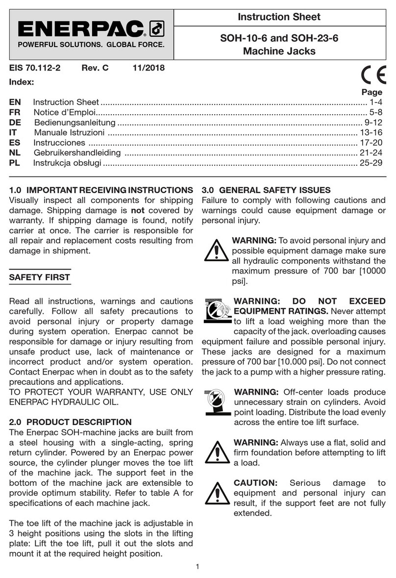 Enerpac SOH-10-6 instruction sheet
