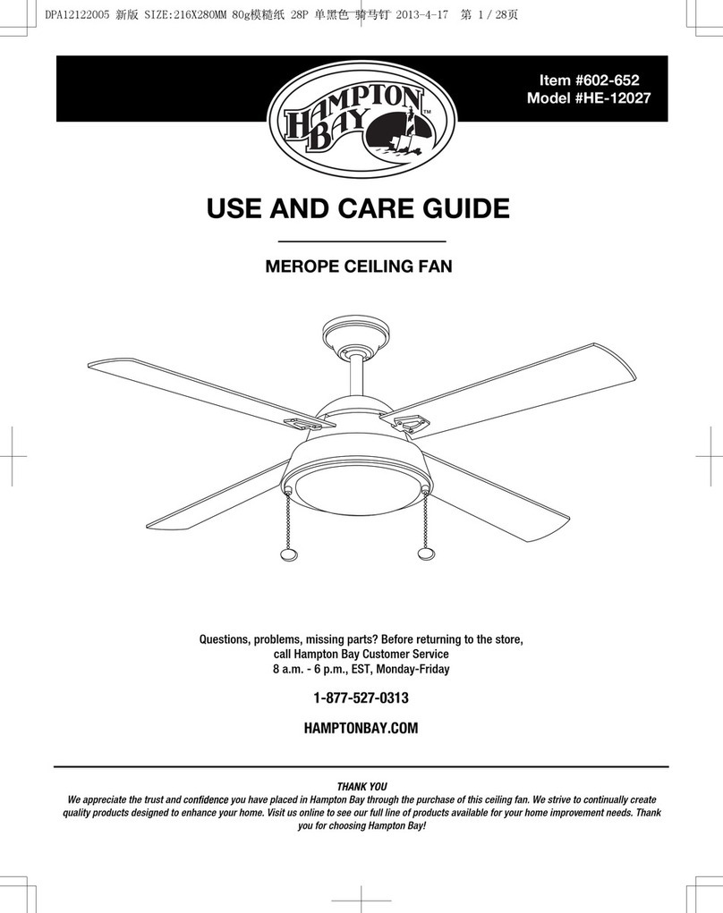 HAMPTON BAY HE-12027 Use and care guide