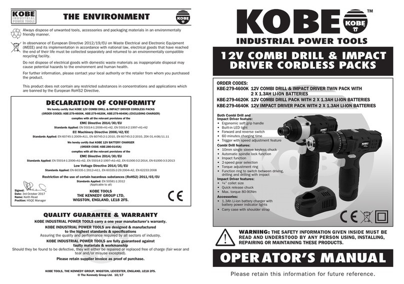 KOBE KBE-279-4600K manual