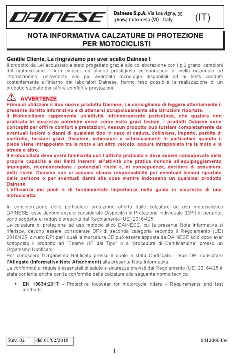 DAINESE AXIAL D1 INFORMATIVE NOTE